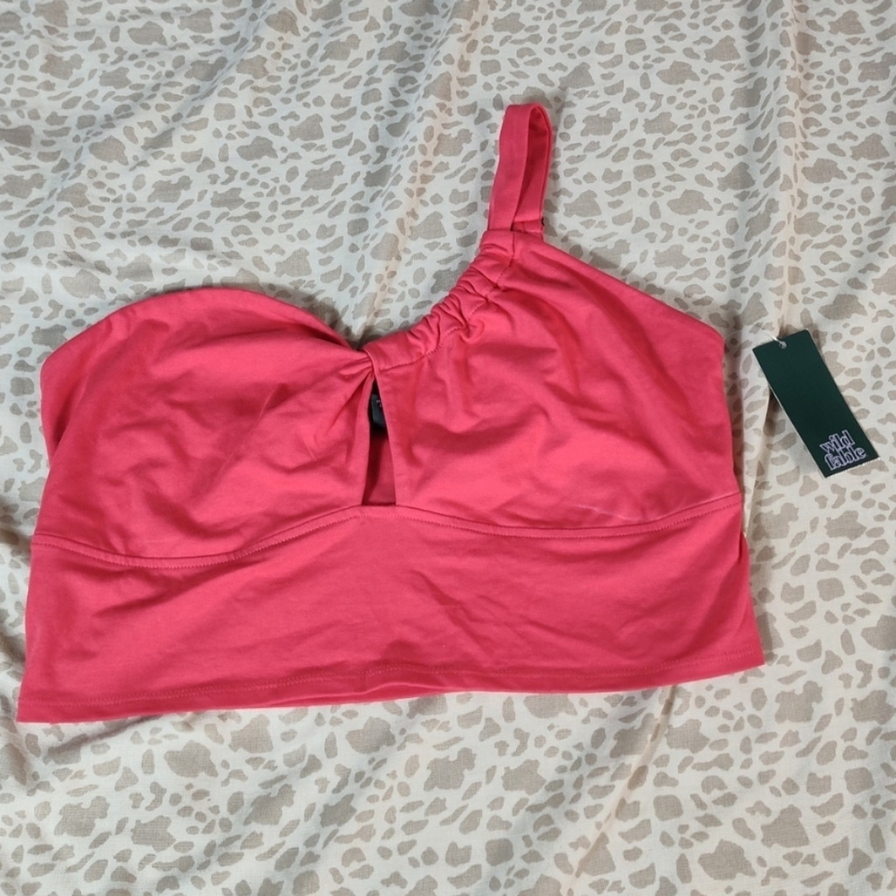 Wild Fable Pink One-Shoulder Crop Top XL NWT